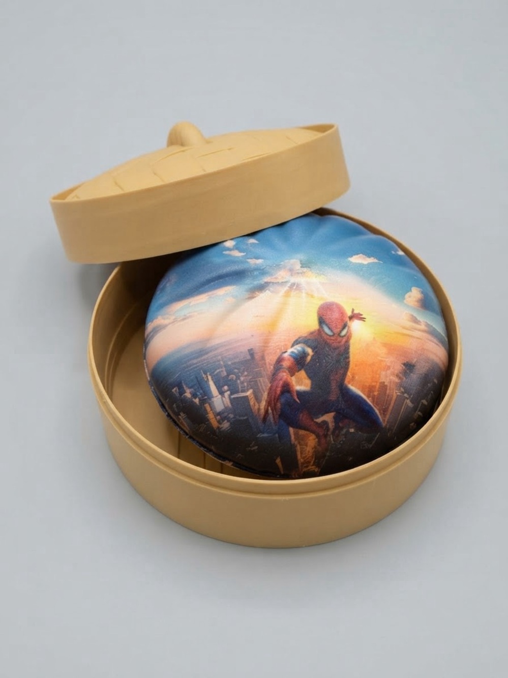 Spider-Man Dumpling Squishy with Basket Case – Superhero Design